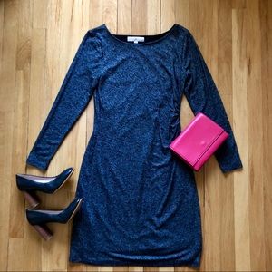 LOFT Black & White Long Sleeve Jersey Dress